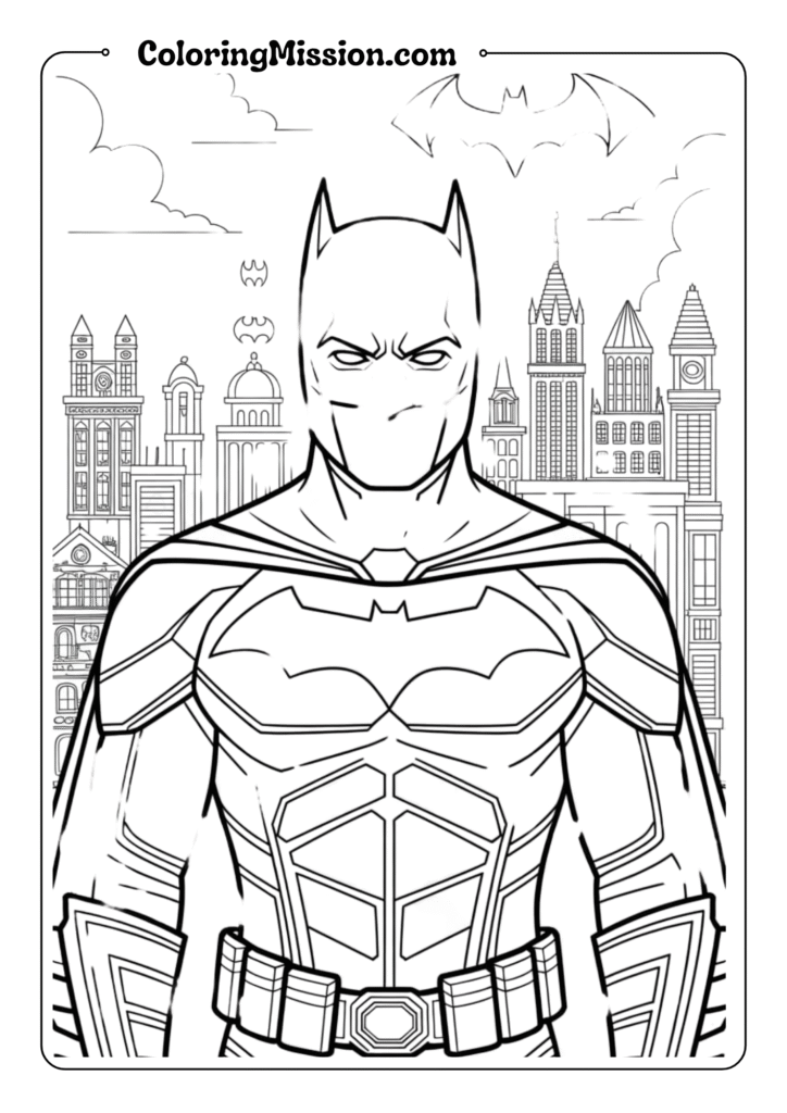 Batman Bust with Gotham Skyline