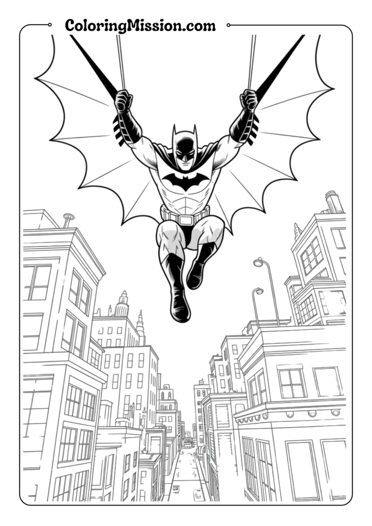 Batman Swinging Through Gotham
