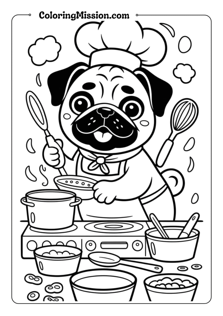 Pug Cooking Chef