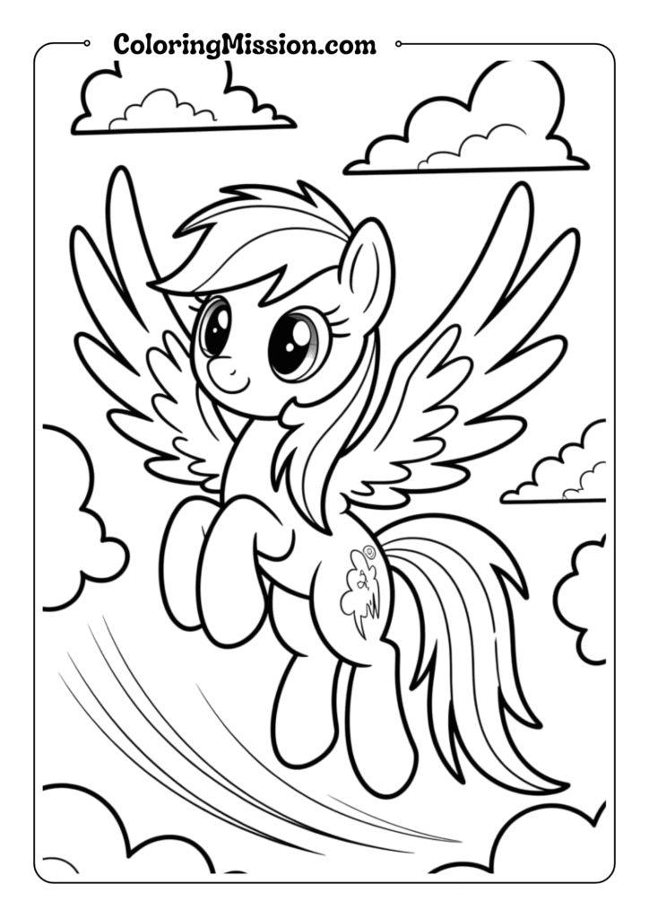 Rainbow Dash Flying Through Clouds