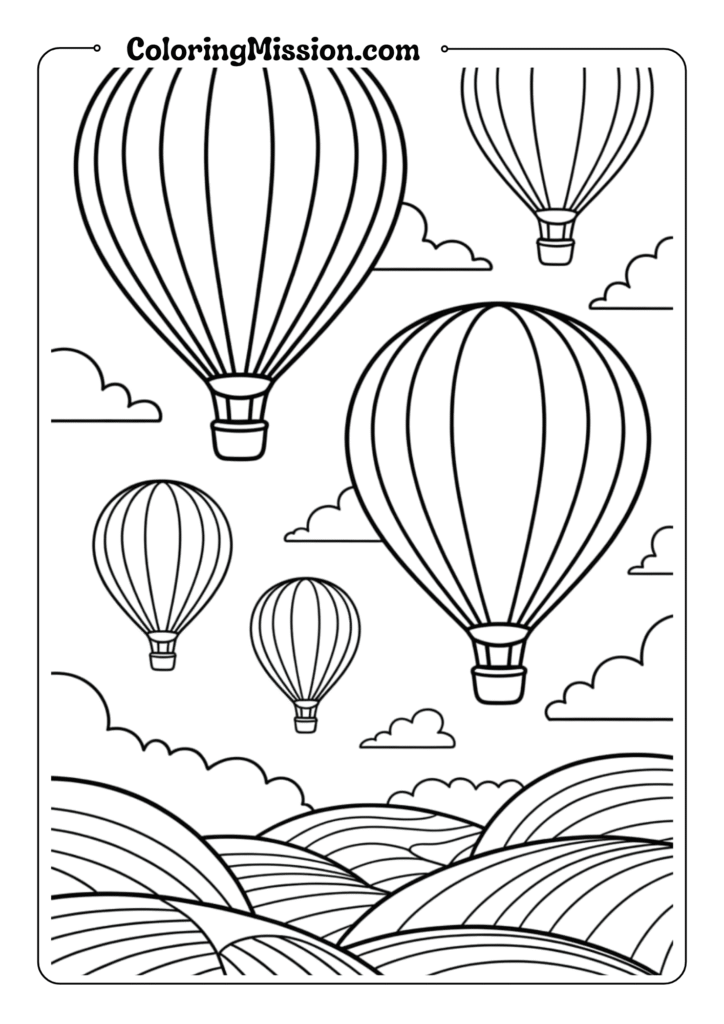 Rainbow Hot Air Balloon Scene
