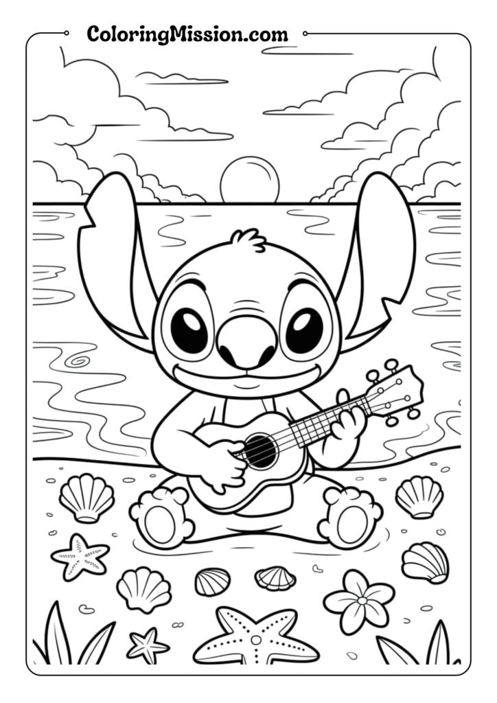 Stitch Playing Ukulele