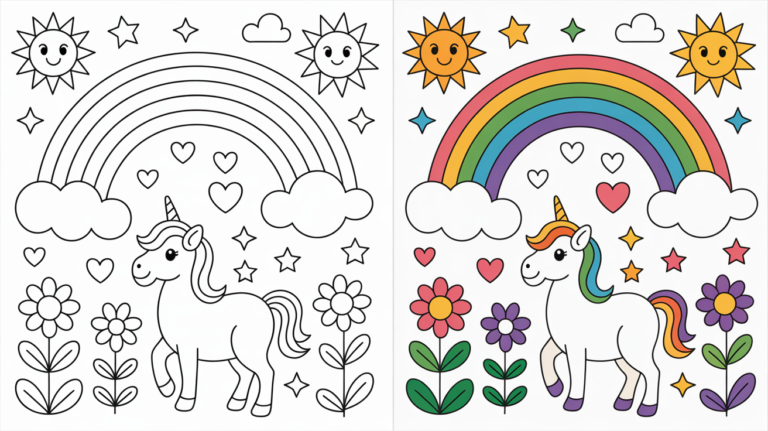 rainbow coloring pages